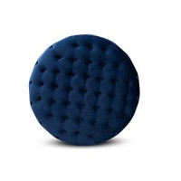 Baxton Studio Sasha Glam And Luxe Royal Blue Velvet Fabric Upholstered Gold Finished Round Cocktail Ottoman