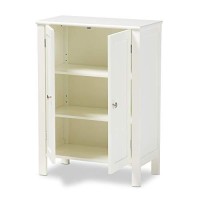 Baxton Studio Thelma Cottage And Farmhouse White Finished 2-Door Wood Multipurpose Storage Cabinet