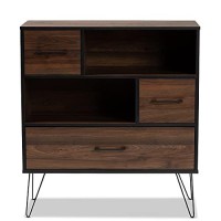 Wholesale Interiors Baxton Studio Charis Two-Tone Walnut And Black Finished Wood 1-Drawer Bookcase