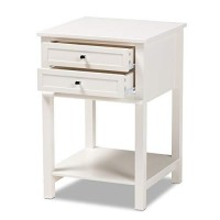 Baxton Studio Willow Modern Transitional White Finished 2-Drawer Wood Nightstand