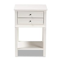 Baxton Studio Willow Modern Transitional White Finished 2-Drawer Wood Nightstand