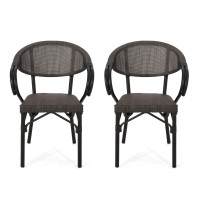 Christopher Knight Home Wendsy Outdoor Cafe Chair (Set Of 2), Black, Dark Brown