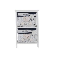 Homeroots Office 12.5-Inch X 16-Inch X 25-Inch White Blue - Portable 2 Drawers