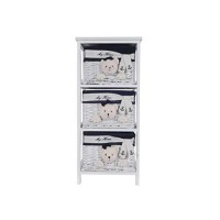 Homeroots Willow 12.5 X 16 X 35.5 White Blue - Portable 3 Drawers