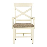 Benjara Padded Aluminum Frame Armchair With X Backrest, Set Of 2, White And Brown