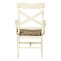 Benjara Padded Aluminum Frame Armchair With X Backrest, Set Of 2, White And Brown