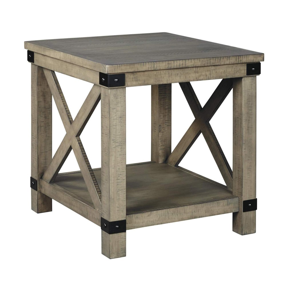 Benjara Farmhouse Style End Table With X Shaped Sides And Open Bottom Shelf, Gray