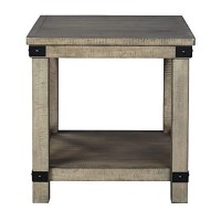 Benjara Farmhouse Style End Table With X Shaped Sides And Open Bottom Shelf, Gray