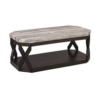 Benjara Faux Marble Set With 1 Coffee 2 End Tables, Brown And Gray
