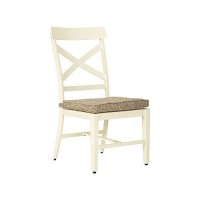 Benjara Padded Aluminum Frame Chair With X Backrest, Set Of 2, White And Brown