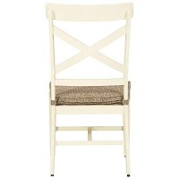 Benjara Padded Aluminum Frame Chair With X Backrest, Set Of 2, White And Brown