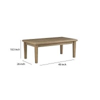 Benjara Rectangular Wooden Frame Cocktail Table With Plank Tabletop, Brown