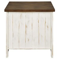 Benjara Two Tone Wooden End Table With Metal Grill Cabinet, White And Brown