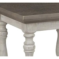 Benjara Plank Style End Table With Turned Legs And Open Shelf, Gray And White