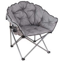 Macsports C932S-129 Padded Cushion Outdoor Folding Lounge Patio Club Chair, Gray