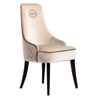 Benjara Fabric Upholstered Dining Chair With Diamond Pattern Back, Cream
