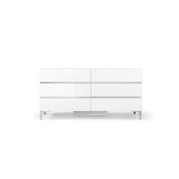 Benjara Wooden Frame Dresser With 6 Drawers And Metal Legs, White