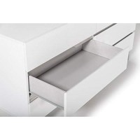 Benjara Wooden Frame Dresser With 6 Drawers And Metal Legs, White