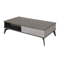 Benjara Wooden Coffee Table With 1 Drawer And 1 Storage Compartment, Gray