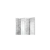 Benjara Wooden 4 Panel Room Divider With Raised Geometric Prism Design, Silver
