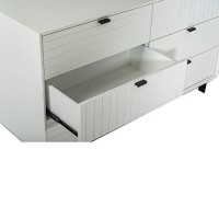 Benjara 6 Drawer Wooden Dresser With Metal Handles And Legs, White And Black