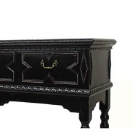 Benjara 3 Drawer Console Table With X Shaped Design And Bun Feet, Black