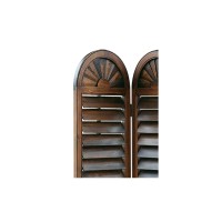 Benjara Wooden 3 Panel Room Divider With Slatted Shutter Design, Brown