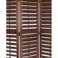 Benjara Wooden 3 Panel Room Divider With Slatted Design, Brown