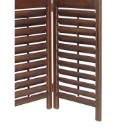 Benjara Wooden 3 Panel Room Divider With Slatted Design, Brown