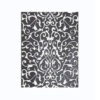 Benjara Wooden 4 Panel Room Divider With Scrolling Motifs, Black And Silver