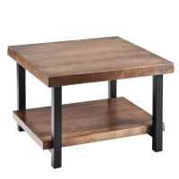Teeker Rustic Natural Coffee Table With Storage Shelf For Living Room, Easy Assembly Hillside(22X22)