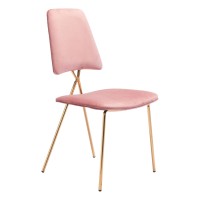 Homeroots 197 X 219 X 358 Pink & Gold, Velvet, Steel & Plywood, Chair - Set Of 2
