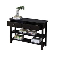 Benjara Drawer Console Table With Two Open Shelves And Block Legs, Brown