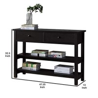 Benjara Drawer Console Table With Two Open Shelves And Block Legs, Brown