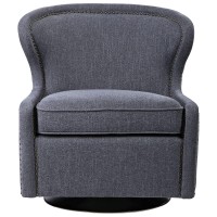 Uttermost Biscay Dark Charcoal Gray Swivel Chair