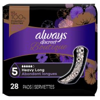 Always Discreet Boutique Incontinence Pads, Size 5, Heavy Absorption, Long, 28 Pads