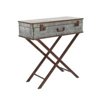 Deco 79 Metal Accent Table With Suitcase Style Top, 32 X 16 X 32, Gray, Large Size
