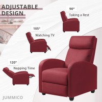 Jummico Recliner Chair Adjustable Home Theater Single Fabric Recliner Sofa Furniture With Thick Seat Cushion And Backrest Modern Living Room Recliners (Red)