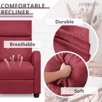 Jummico Recliner Chair Adjustable Home Theater Single Fabric Recliner Sofa Furniture With Thick Seat Cushion And Backrest Modern Living Room Recliners (Red)