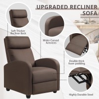 Jummico Recliner Chair Adjustable Home Theater Single Fabric Recliner Sofa Furniture With Thick Seat Cushion And Backrest Modern Living Room Recliners (Brown)