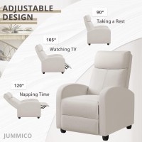 Jummico Recliner Chair Adjustable Home Theater Single Fabric Recliner Sofa Furniture With Thick Seat Cushion And Backrest Modern Living Room Recliners (Beige)