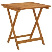 Vidaxl Foldable Outdoor Patio Table - Solid Acacia Wood, Weather Resistant, Compact Size, Rustic Charm, Easy Assembly And Storage