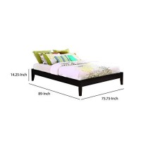 Benjara Wooden California King Size Universal Bed Frame With Tapered Legs, Brown