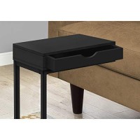 Monarch Specialties 3600, C-Shaped, End, Side, Snack, Storage, Living Room, Bedroom, Laminate, Black, Contemporary, Modern Accent Table Metal With A Drawer, 16 L X 1025 W X 245 H