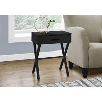 Monarch Specialties Modern End Accent Nighstand With Drawer And Metal Legs For Living Room Or Bedroom Side Table, 24 H, Black
