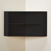 Target Marketing Systems Mid Century Modern Hanging Corner Hutch With Three Storage Cabinet 29.25 Black