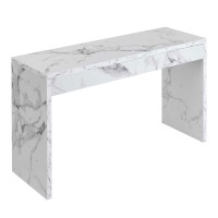 Convenience Concepts Northfield Hall Console Desk Table, White Faux Marble