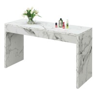 Convenience Concepts Northfield Hall Console Desk Table, White Faux Marble