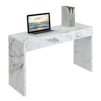 Convenience Concepts Northfield Hall Console Desk Table, White Faux Marble