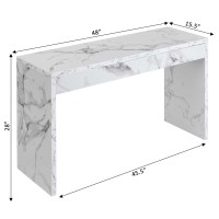 Convenience Concepts Northfield Hall Console Desk Table, White Faux Marble